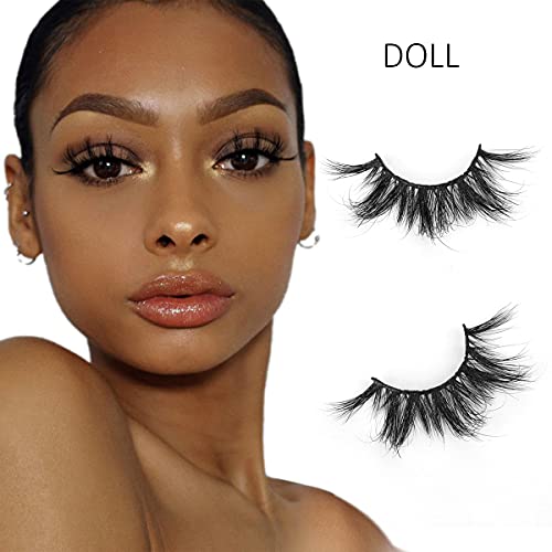 SY SHUYING 6 Pairs 20mm Mink Lashes 3D Real Mink Eyelashes Dramatic Fluffy False Eyelashes 100% Handmade 6D Wispy Cross Long Thick Soft Reusable Fake Eye Lahses (Doll)