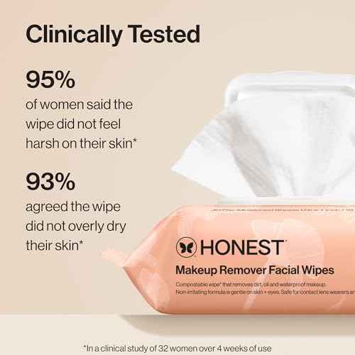 Honest Beauty Fragrance Free Cleansing Makeup Remover Facial Wipes | Plant Based, Hypoallergenic, Gentle for Sensitive Skin | 30 Count