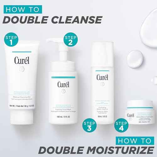 Curel Japanese Skin Care Trial Kit, Cleansing Gel, Foaming Face Wash, Facial Lotion, Facial Cream with Ceramides for Dry, Sensitive Skin, Travel Size, Cruise Ship Essentials, Fragrance & Alcohol Free