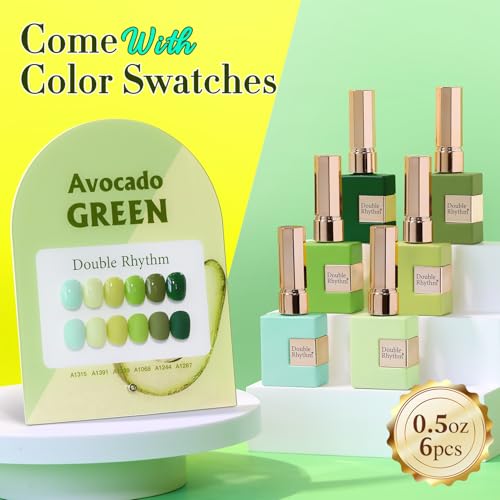 Double Rhythm 6 Pcs 15 ML Gel Polish Set Same Color Same Bottle Soak Off Gel Polish Kit Nail Art Manicure Salon DIY at Home for Women (Neon Light Pink Purple Burgundy Red-T6-8)