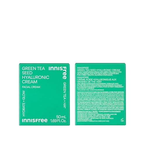 innisfree Green Tea Depuff + Hydrate Duo, Green Tea Caffeine Eye Serum + Green Tea Hyaluronic Cream, Korean Skincare with Eye Roll On and Cream for Hydrated, Glowing Skin