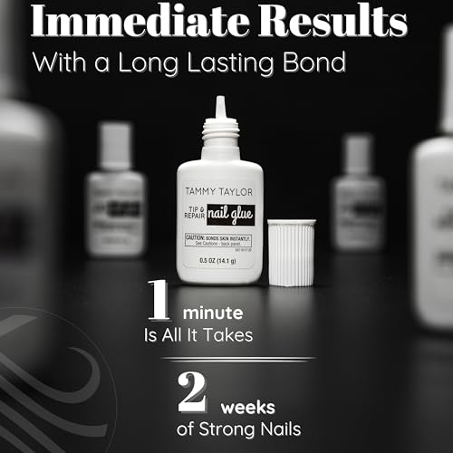 Tammy Taylor Brush On Nail Glue, Dry Clear Gel Nail Glue for Press on Nails, Acrylics, Tips and Even Natural Breaks, UV/LED Curing Needed, Strong Gel for Nails and Extensions