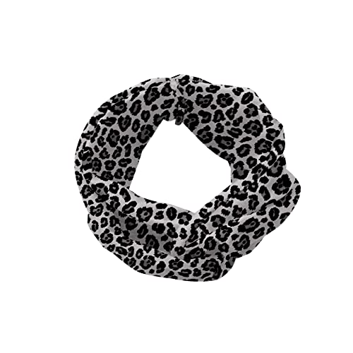 Lunarable Snow Leopard Headband for Women, Animal Skin Print with Greyscale Spots Big Wild Cat Savage Image, Elastic Comfy Hair Accessory Knotted Head Wrap Everyday Use, XS-S, Grey Black and Pale Grey