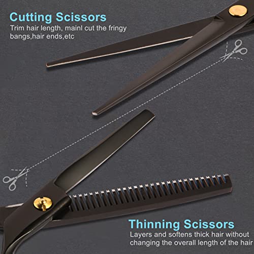 Hair Cutting Scissors Kit,11 Pcs Professional Haircut Scissors Kit with Cutting Scissors,Thinning Scissors,Neck Duster Brush,Comb,Barber Cape,Hair Clips,Hairdressing Shears Set for Barber and Home