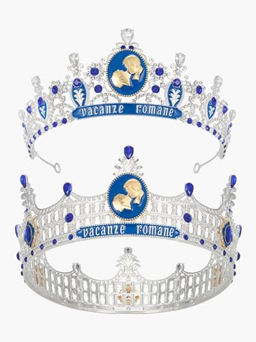 SWEETV Couple Crowns for Women & Men,Crystal Queen Tiara King Crown Set,2-Pack Dreams of Rome Medieval Hair Accessories for Prom Wedding Photo Shoot Birthday