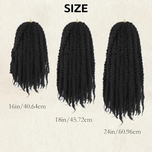 ACCRUE 6 Packs Marley Twist Braiding Hair 16 Inch Marley Hair Crochet Braids Afro Kinky Synthetic Cuban Twist Marley Hair For Twists Braiding Hair Extensions,15 Strands/Pack (16in（6pack）, 1B)