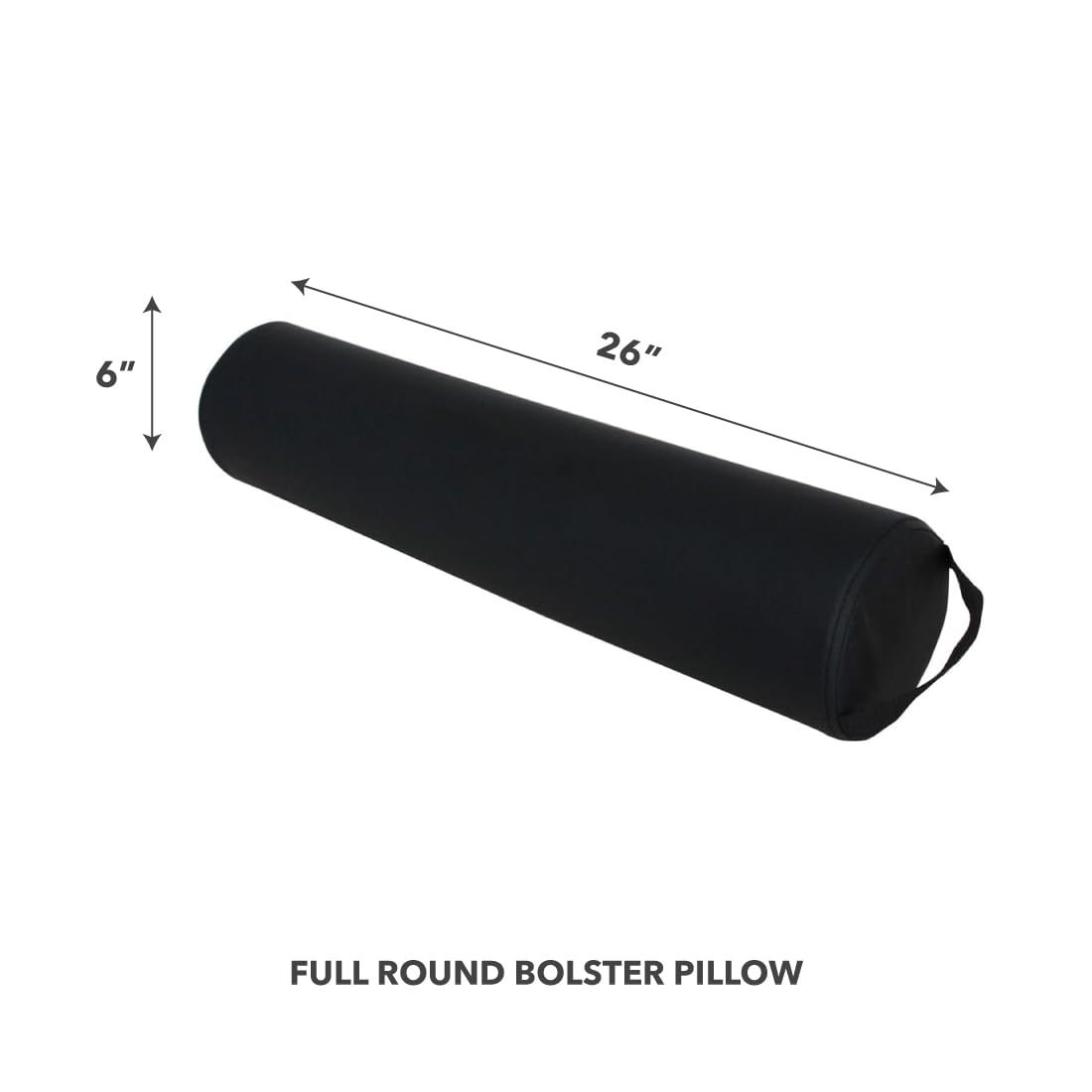 ForPro Full Round Bolster Pillow - Black, Oil & Stain-Resistant | Ideal for Massage & Yoga, 6” R x 26” L