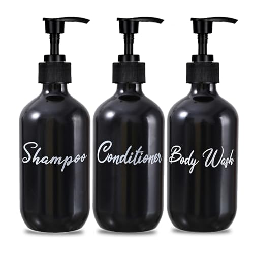 Shower Soap Dispenser(16.9 Oz/Black),Shampoo Dispenser with Plastic Pump,Shampoo and Conditioner Bottles,Shower Dispenser for Bathroom,Refillable Shampoo and Conditioner Bottles,3 Pack Shampoo Bottles