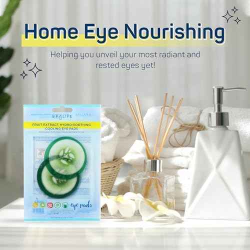 SpaLife Cooling Eye Pads - Korean Soothing Eye Pads for Dark Circles, Puffy Eyes, and Wrinkles - 48 Pads with Fruit + Vegetable Extracts - Revitalizing Hydrating Eye Pads for Eye Treatment (Cucumber)