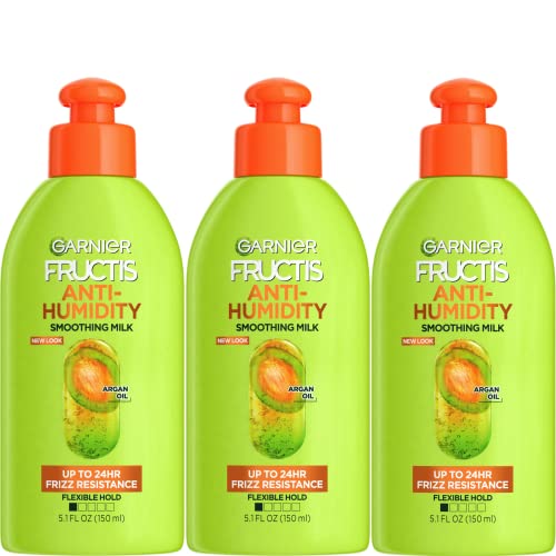 Garnier Fructis Style Anti-Humidity Smoothing Milk for Frizz Resistance, 5.1 Fl Oz, 3 Count, (Packaging May Vary)