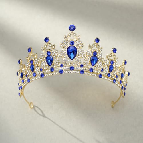 SWEETV Gold Queen Crown and Princess Tiaras Adult,Crystal Crown for Women and Girls, Headband for Bride Wedding Bridal Birthday Quinceanera Pageant Party Prom,Halloween Costume Cosplay Accessories