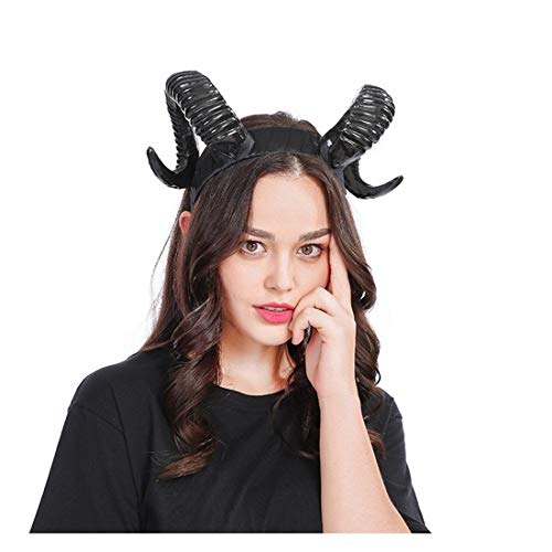 Qhome Gothic Sheep Horn Punk Headband Forest Animal Photography Cosplay Photo Props Steampunk Hair Accessory Black