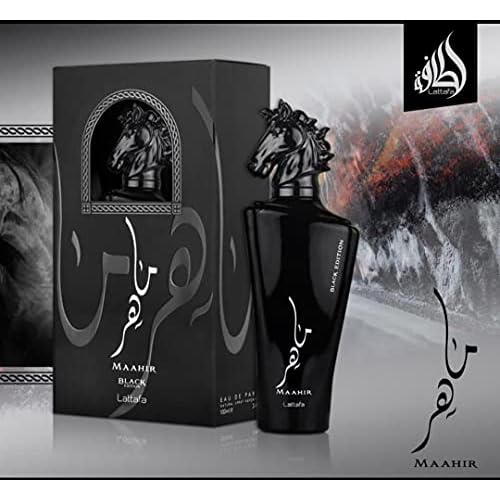 Lattafa Perfumes Maahir Black Edition for Unisex Eau de Parfum Spray, 3.4 Ounce