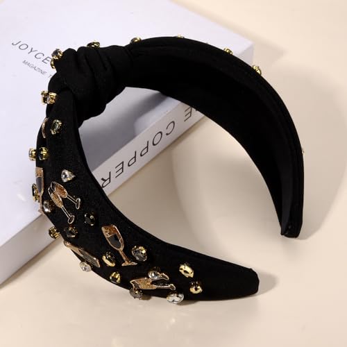 mokkia New Year’s Eve Headbands Happy New Year Headband for Women Beaded 2024 NYE Star Headbands Jeweled Crystal Knotted Headband New Year’s Eve Hair Accessories Party Favors Gifts (Star 1)