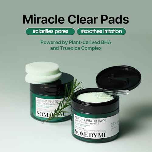 SOME BY MI AHA BHA PHA 30 Days Miracle Truecica Clear Pad ? 70 Pads ? Korean Exfoliating Centella Face Toner Pads ? Gently Clears Impurities, Refines Pores & Smooths Skin Texture ? Korean Skin Care