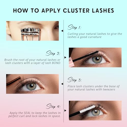 VAVALASH DIY Lash Extension Kit 280 PCS Individual Cluster Lashes Kit 20D 0.07-D-9-16mm Lash Clusters, Lash Bond and Seal, Lash Tweezer for DIY Eyelash Extension at Home（Kit-20D-0.07-D-9-16MIX）