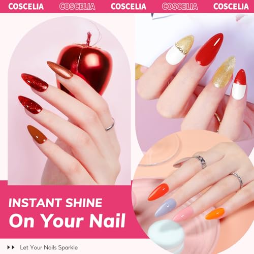 COSCELIA 40pcs Gel Nail Polish Set, 35 Colors Gel Polish with 5 Top Base Coat Red Nude Pink Glitter All Seasons Colors Nail Art Manicure Kit Salon DIY at Home Gifts for Women