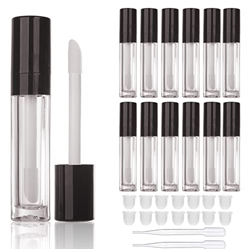 COSIDEA 14pcs empty 8ml big wand lip gloss tube concealer tube packing (Black)