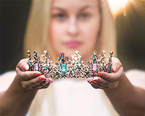 Baroque Royal Queen Crowns and Tiaras for Women,Crystal Rhinestone Bridal Headband Fashion Jewelry Vintage Women Hair Accessories (Style 01)