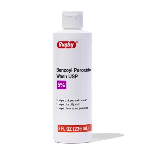 Rugby Benzoyl Peroxide Wash USP 5% - Acne Treatment for Clear Skin - 8 Fl. Oz.