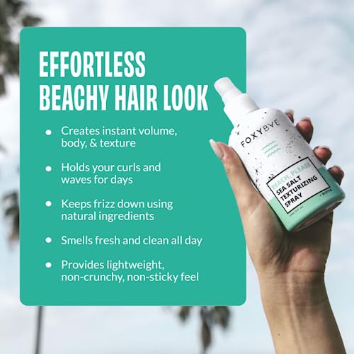 FoxyBae Sea Salt Spray for Hair - Texture Spray for Hair Texturizing & Volumizing Hair Spray with Biotin for Hair Growth & Thickening - Sea Salt Spray for Men & Women - Wavy Hair Products - 8 Fl Oz