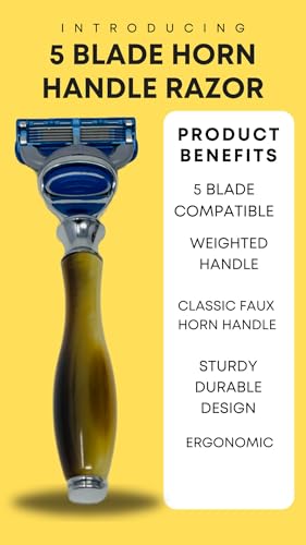G.B.S 5 Blade Razor with Classic Horn Handle Christmas Gift Stocking Stuffer For Men