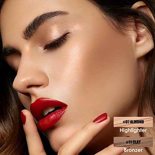 FOCALLURE 2 Pcs Mineral Cream Contour Stick,Moisturize Highlighter and Bronzer Pen,Non Stick Face Brightens & Shades Pencil,Long Lasting & Smooth Gliding Face Illuminator Makeup,Medium