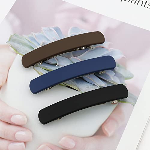 ATODEN Hair Clips 4Pcs Neutral Flat Matte French Barrettes for Thin Fine Hair - Hair Pins and Accessories for Women Girls in Beige, Khaki, Brown, Black for Short to Medium Hair