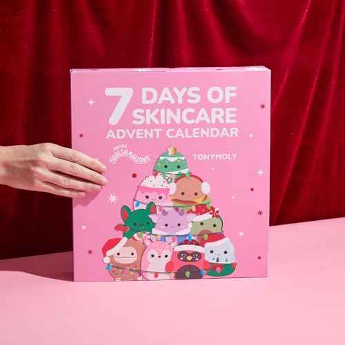TONYMOLY x Squishmallows Advent Calendar 2025 ? 7-Day Limited Edition Holiday Skincare Gift Set with Hand Cream, Lip Gloss, Sheet Masks & Collectibles
