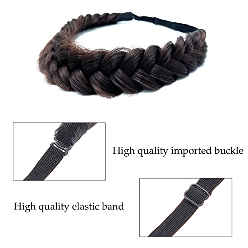 TOECWEGR Synthetic Hair Braided Headband Classic Wide Strands Wedding Disorderly Fluffy Braids Wig Band Women Beauty Accessory