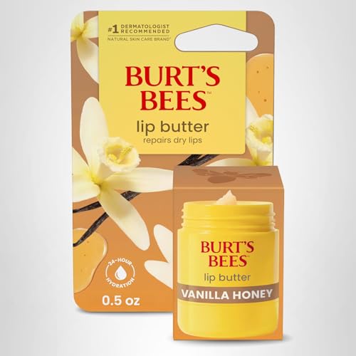 Burt's Bees Vanilla Honey Lip Butter, Repairs Dry Lips, 24 Hour Hydration, Locks in Moisture, Includes Shea and Mango Butters, Antioxidant Rich Vitamin E, Convenient Twist Up Dispenser, 0.5 Oz.