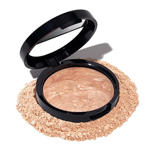 **Laura Geller New York Baked Balance-n-Brighten Color Correcting Powder Foundation - Light | Buildable Medium Coverage, Demi-Matte Finish**