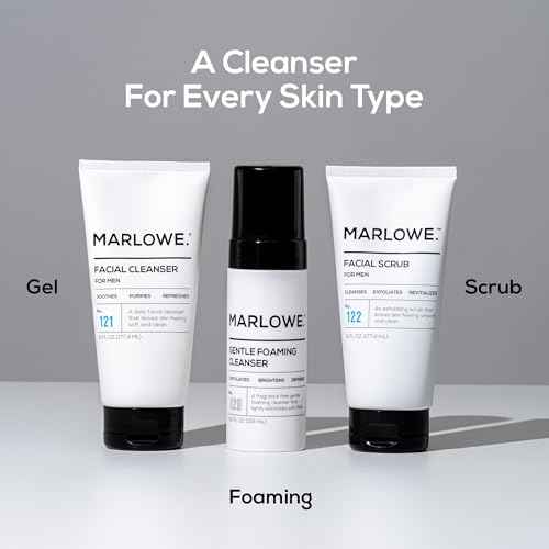 MARLOWE. No. 122 Facial Scrub 6 oz, Gentle Face Exfoliator with Apricot Seed Powder & Pumice, Cleanses & Smooths, Fresh Pine & Agarwood Scent