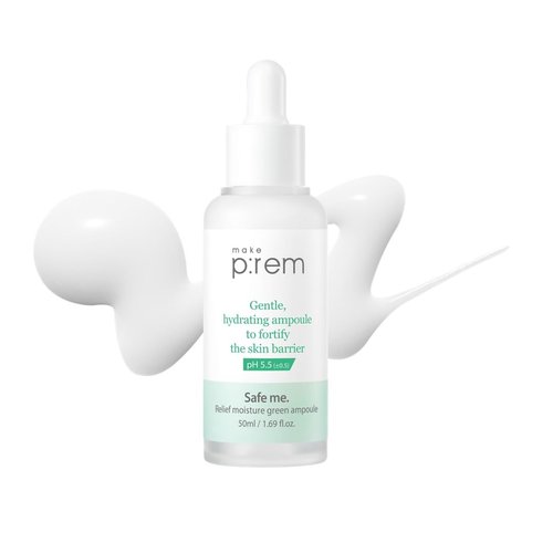 **MAKE P:REM Safe Me Green Ampoule - Hydrating Facial Serum for Sensitive Skin | 1.69 Fl Oz (50ml)**
