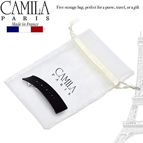 Camila Paris CP2652 French Hair Barrette Clip for Girls, Black, Metal Automatic Clasp Strong Hold Grip Hair Clips for Women, No Slip and Durable Styling Girls Hair Accessories, Made in France