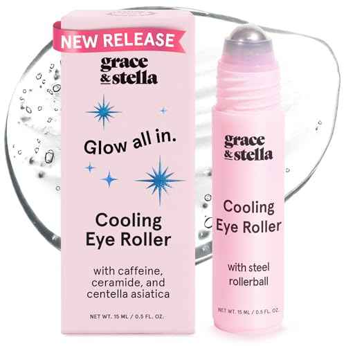 grace & stella Under Eye Brightener with Cooling Metal Rollerball - Ceramide & Caffeine Eye Cream for Puffy Eyes - Travel Size Toiletries - Vegan Skincare (15ml / 0.51floz)