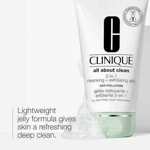 Clinique All About Clean 2-in-1 Cleansing + Exfoliating Jelly, Face Wash & Exfoliator With Salicylic Acid For All Skin Types, 5 Fl Oz