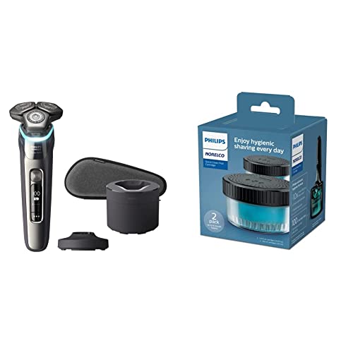 Philips Norelco Shaver 9800, S9987/85 + Philips Norelco 2pk Quick Clean Pod Replacement Cartridge, CC12/52