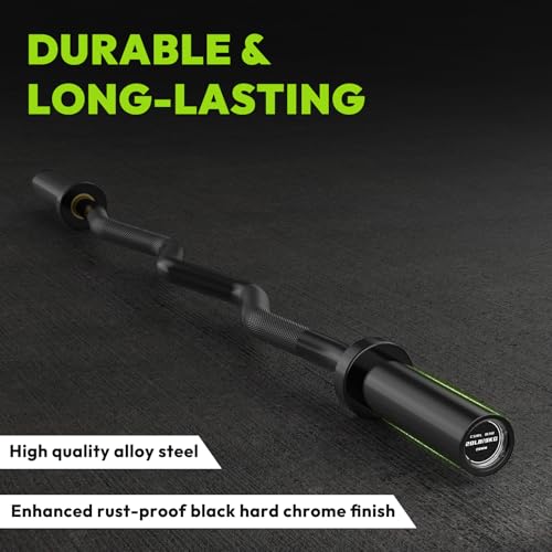Olympic EZ Curl Barbell Bar 4ft / 6.2ft for Weight Lifting, Hip Thrusts, Squat, Biceps - Home Gym Chrome Curling Bar for 2 Inch Weight Plates, 500lb / 700lb Capacity