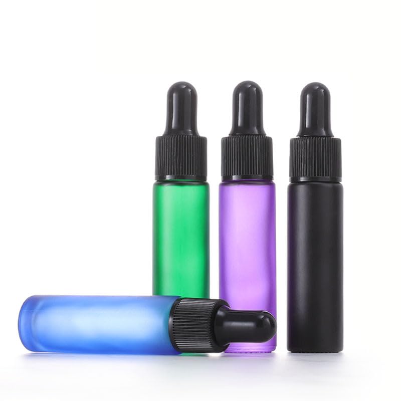 YORROR 10 Pcs 10ml Frosted Black Glass Essential Oil Dropper Bottle,Empty Refillable Dropper Bottle With Glass Eye Dropper for Massage Oils,Aromatherapy,Perfume,Cosmetic Liquid