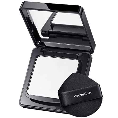 CARSLAN Waterproof Face Pressed Powder Compact, 24H Longlasting Oil Control Pressed Setting Powder Talc-Free Makeup, Shine Free, Poreless, Smooth, 01 Translucent for dry&com skin (0.28Oz)