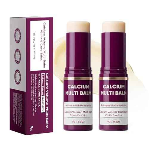 Calcium Multi Balm, Calcium Volume Multibalm, Wrinkle Core Stick with Collagen for Anti-Aging & Firming Korean Skincare Stick for Fine Lines, Sagging & Wrinkles on Eyes & Face, 9g (2)