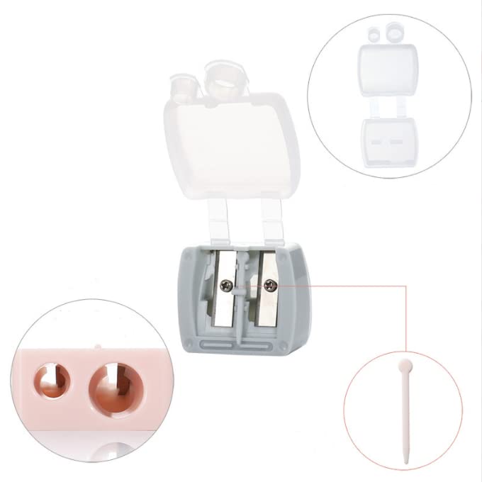 WOIWO 2PCS Double Hole Pencil Sharpener Makeup Pencil Eyebrow Pencil Eyeliner Pencil Planer Pencil Sharpener Makeup Aid Tool