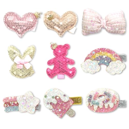 Glitter Hair Clips for Girls Accessories - 10 Pairs 20 Pcs Sparkly Non-Slip Metal Snap Clip, Hair Barrettes for Women, Baby Girls Hair Accessories for Little Kids, Children & Teens