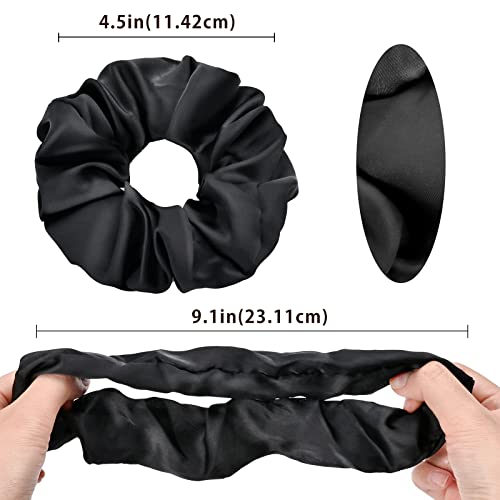 Lolalet Scrunchies for Women, Satin Hair Softer Than Silk Ties Sleep, Big Scrunchy Ponytail Holder with Elastic Bands Girls Thick Thin Curly -6 Pack, Style A