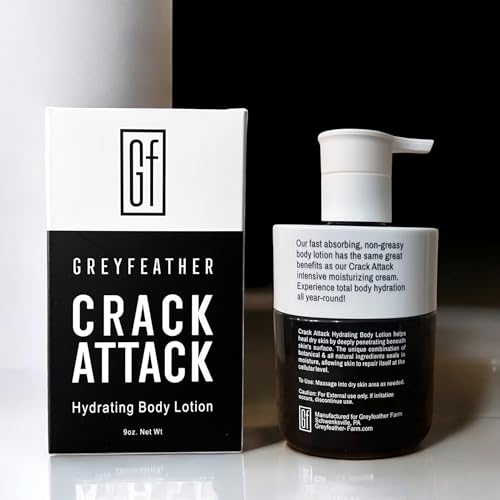 Greyfeather Crack Attack Hand Cream for Dry Cracked Hands Travel Size Moisturizer with Shea Butter & Vitamin E Anti Aging Hand Cream for Men & Women Non-Greasy & Fast Absorbing