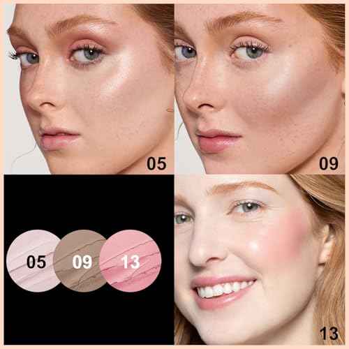FOCALLURE 3 Pcs Cream Contour Sticks,Shades with Highlighter & Bronzer & Blush,Non-greasy Long-wear Face Contouring Pen,Easy to Sculpt the Face and Create a Lightweight Finishing Makeup,FAIR