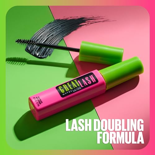 Maybelline Great Lash Waterproof Mascara, Volumizing, Lengthening and Lash-Doubling Formula for Thicker Lashes, Very Black, 1 Count