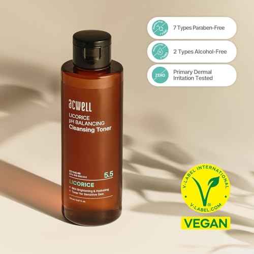 ACWELL Licorice pH Balancing Cleansing Toner 5.1 fl.oz. - PH5.5 Hydrating Makeup Cleansing Astringent - Skin Clearing, Reduce Pigmentation, Acne and Dark Spots