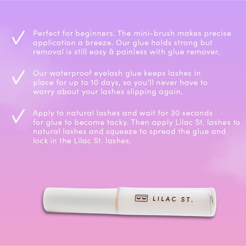 Lilac St - Lilac Lash Glue (Clear) - Beginner Lash Cluster Glue - Precise Brush Tip Applicator - Strong Hold & Easy Removal - Waterproof - Sensitive Eyes Safe - Cruelty Free, Vegan, Women Founded